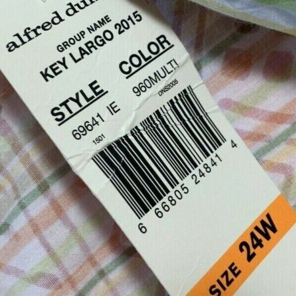 Alfred Dunner +24W Green-Coral Geo-Striped Button Tie Waist Short Sleeve Shirt - Picture 6 of 6